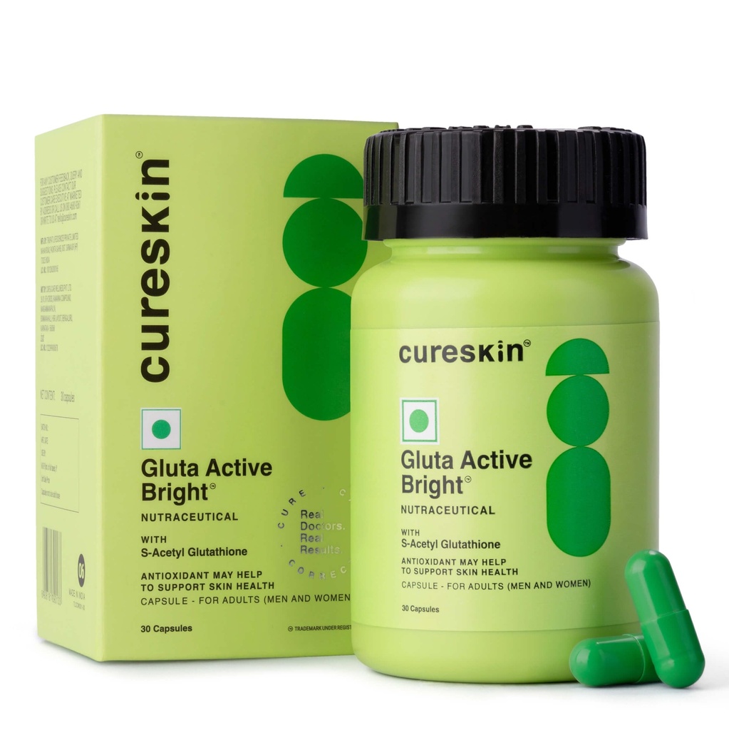 Cureskin S-Acetyl L-Glutathione | Superior Absorption Acetylated Glutathione Supplement with Stomach Acid-Resistant Capsules | Antioxidant Support (30 Capsules)