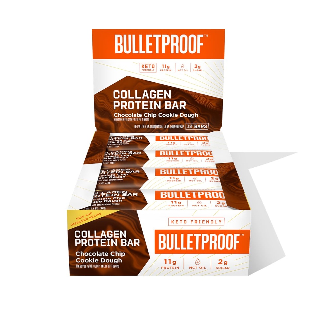 Tapa de chocolate resistente a la torta Barras de proteína Collagen, paquete de 12, Caracol Keto-Friendly con aceite MCT, Collagen alimentado por hierbas, No Añadido Sugar