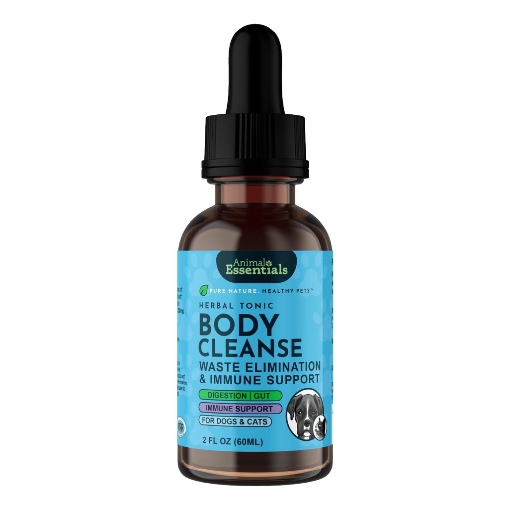 Animal Essentials Body Cleanse Liver Support for Dogs & Cats, 2 fl oz - Made in USA, Alcohol Free, Healthy Immune System