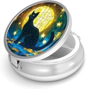 Pill Box-3 Compartment Funda de pequeña pill para purse &amp; Pocket Mini Metal Pill Holder Travel Pill Container to Hold Supplements Vitamins BPA-Free (Moon Cat)
