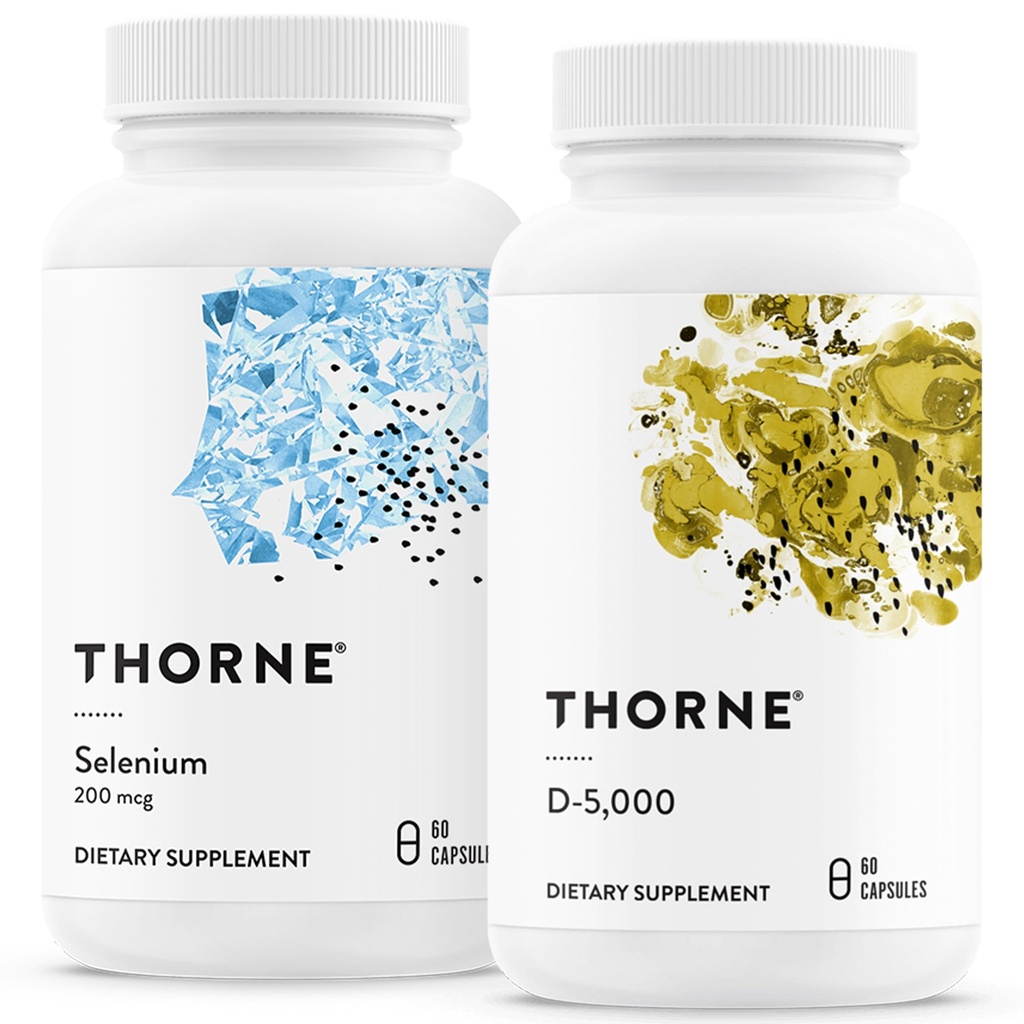 THORNE - Antioxidante " Wellness Bundle - Selenium " Vitamin D-5000 - Soporta la salud tiroidea " Función inmunológica - 60 prestaciones
