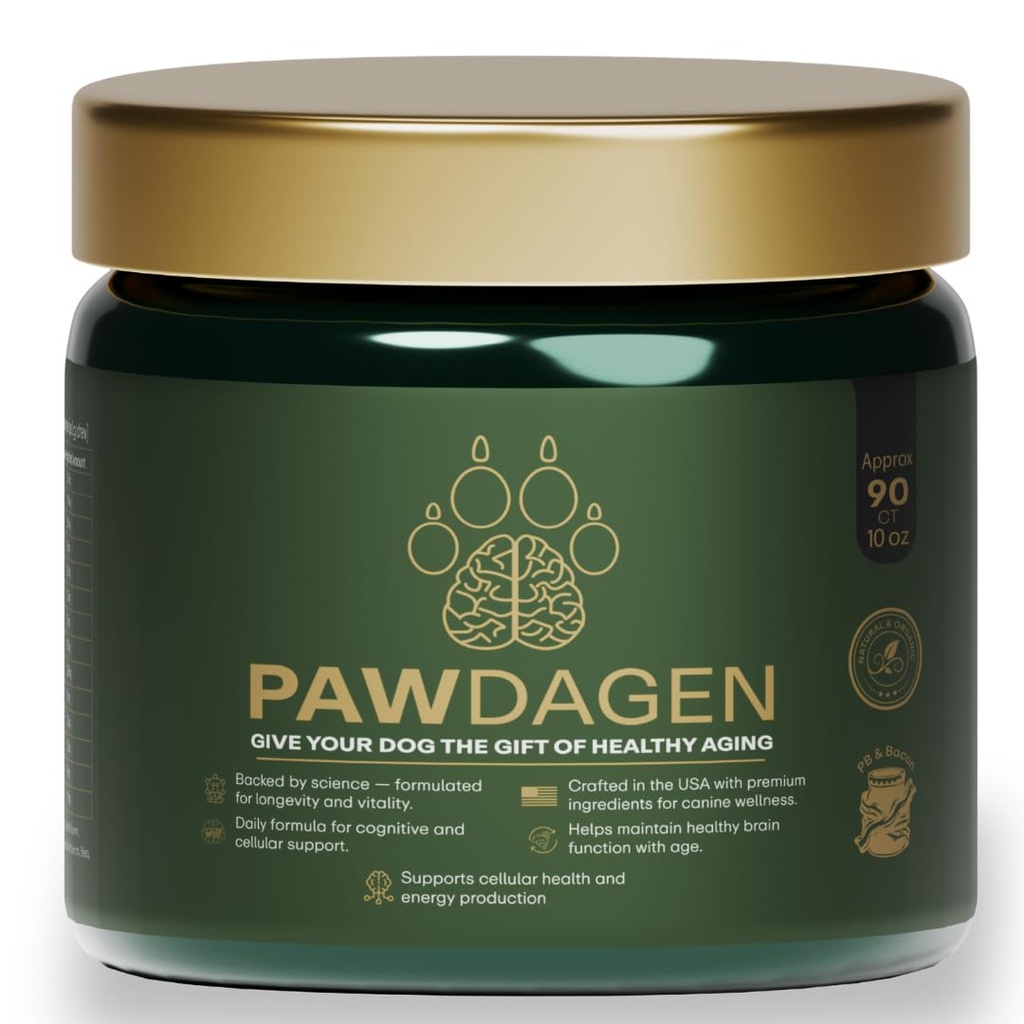 Dog Longevity Supplement - NMN, NAD+, CoQ10 All Breeds & Ages-Active & Senior Dog Vitamins - 14 Ingredients for Brain Health, Energy & Cellular Vitality - Made in USA - 90 Chews