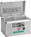 Caja de almacenamiento de metales con llave, 10 x 6 x 6 x 6.7” primera caja de ayuda bloqueada para el medicamento, pequeña caja de vacío organizador para el hogar, dormitorio, oficina