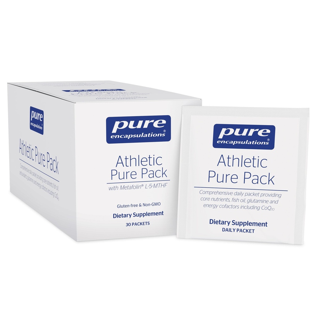 Pure Encapsulations Athletic Pure Pack | Comprehensive Daily Packet Providing Core Nutrients, Fish Oil, Antioxidants, Glutamine, and Energy Cofactors Including CoQ10 and Kre-Alkalyn | 30 Packets