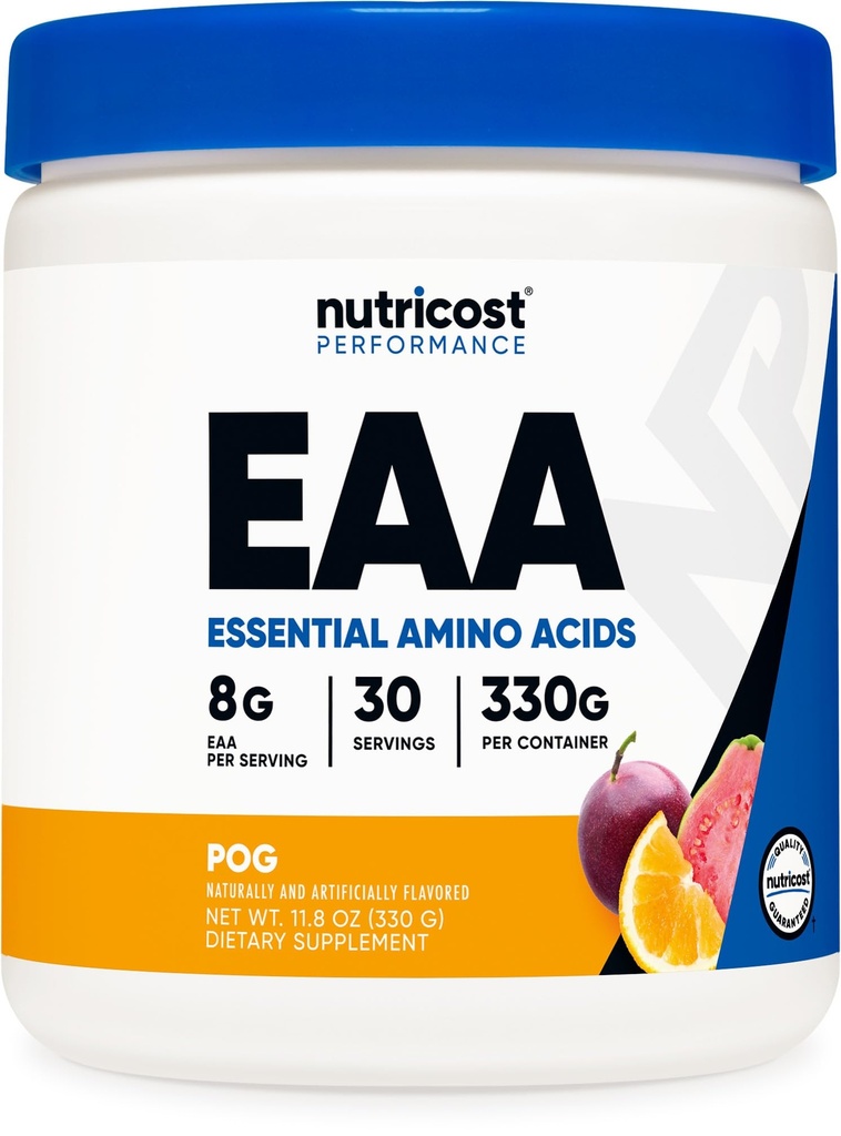 Nutricost EAA Powder 30 Servings - Passion Fruit, Orange, and Guava (POG) - Essential Amino Acids - Non-GMO, Gluten Free, Vegetarian Friendly