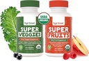 Feel Great USDA Organic Fruit and Vegetable Supplements TEN 20+ Super Reds & Greens for Natural Energy Support Silencio Vegan Fruit and Veggie Vitamins TEN 2 Pack of 90 Count