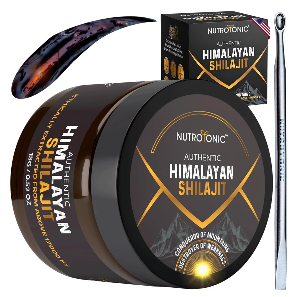 NutroTonic® Authentic Himalayan SHILAJIT® ← 60 Días Sol seco Orgánica Más Potente Premium Resin ← Lab Tested for Safety TEN Fuente natural de ácido Fulvic +86% & Ácido Humic +10%