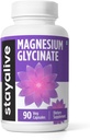 STAY ALIVE Glycinate Magnesium Glycinate 500mg, alta absorción, 90 cápsulas, 100% puro Glycinate Powder, suplemento de magnesio de fuerza extra para mujeres y hombres, sin Gluten