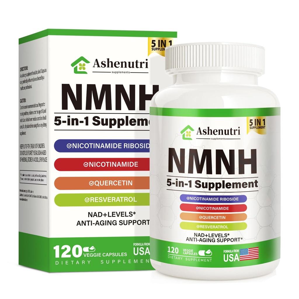 NMNH Supplement (Dihydronicotinamide Mononucleotide), NMN Alternative Supplement w/Niacinamide (Vitamin B3), Quercetin, Trans-Resveratrol, Support NAD+, Skin Cell Health*, Aging & Energy, 120 Capsules
