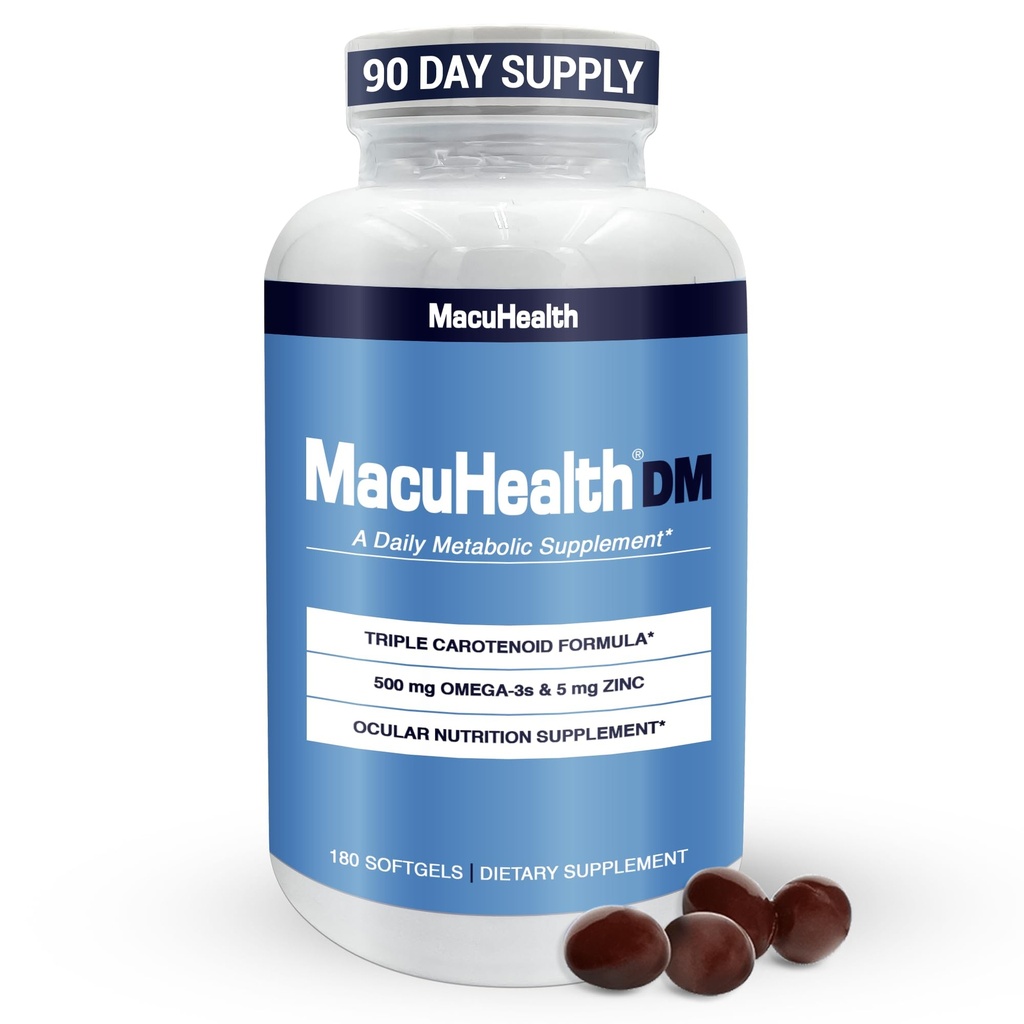 Macuhealth Daily Metabolic Triple Carotenoids, with EPA/DHA Omega-3 - Vital Minerals with Zinc – 180 Softgels for Long-Lasting Use