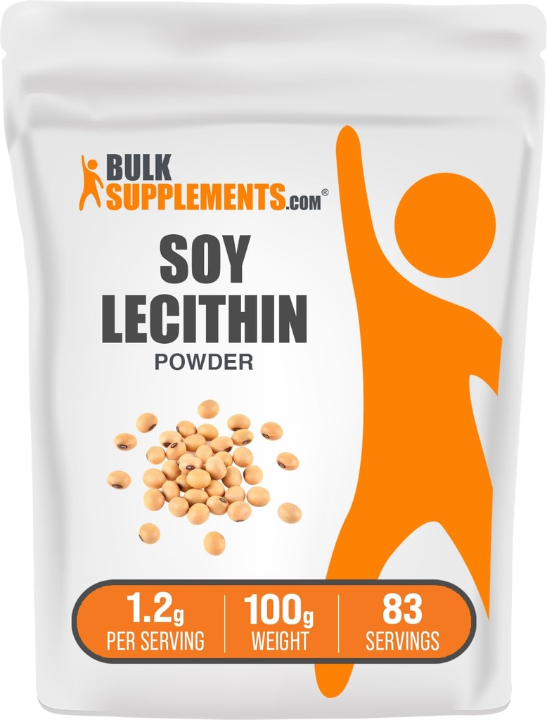 BulkSupplements.com Soy Lecithin Powder - Lecithin Supplement, Nutritional Supplement, Food Grade - Gluten Free, 1.2g per Serving, 100g (3.5 oz) (Pack of 1)