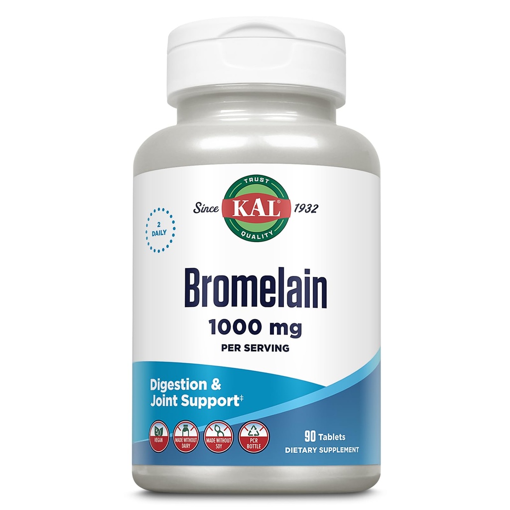 KAL Bromelain Tablets, 1000 mg, 90 Conde