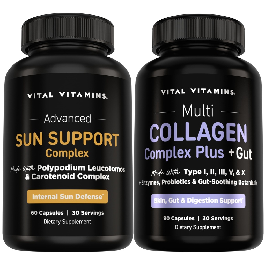 Vital Vitamins Sun Support + Multi Collagen Plus Gut