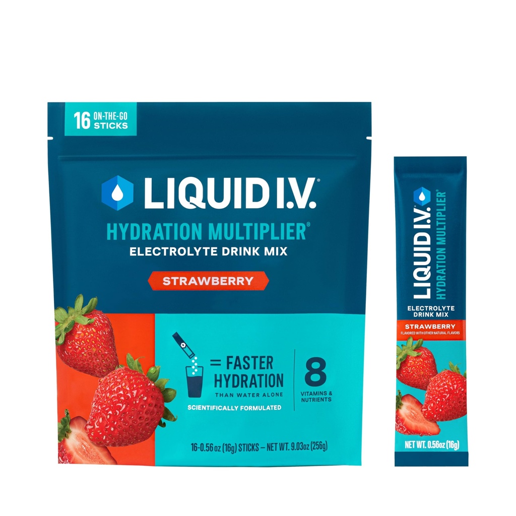 Liquid I.V.® Hydration Multiplier -Electrolyte Powder Drink Mix tención 12 Pack (192 Servings) (12 Pack (192 Servings), Strawberry)