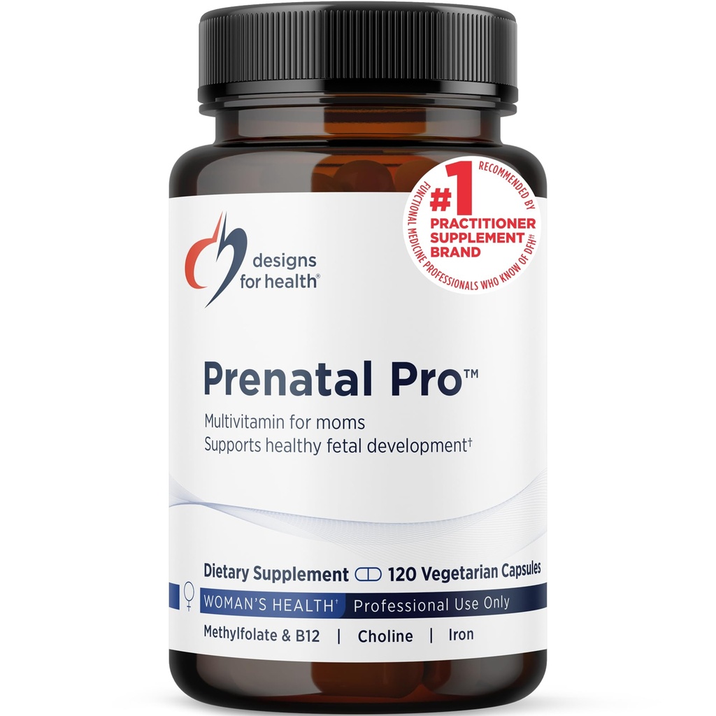 Designs for Health Prenatal Pro Methylated Multivitamin for Women - Prenatal Vitamins with Iron, A, D, E + Vitamin K with Methylated Folate, Calcium Magnesium Zinc for Nursing + Postpartum (120 Caps)