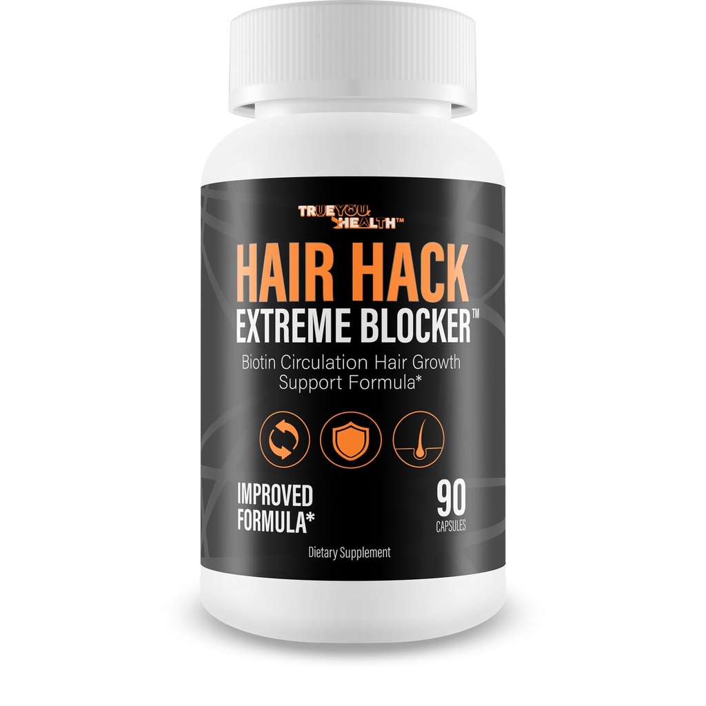 Hair Hack Extreme Blocker - Our Best Hair Growth Supplement - Natural Hair Regrowth Hair Vitamins for Thicker Hair Growth - Vitamin B7 Biotin and Folic Acid - Vitamin D3 Hair Growth Vitamins
