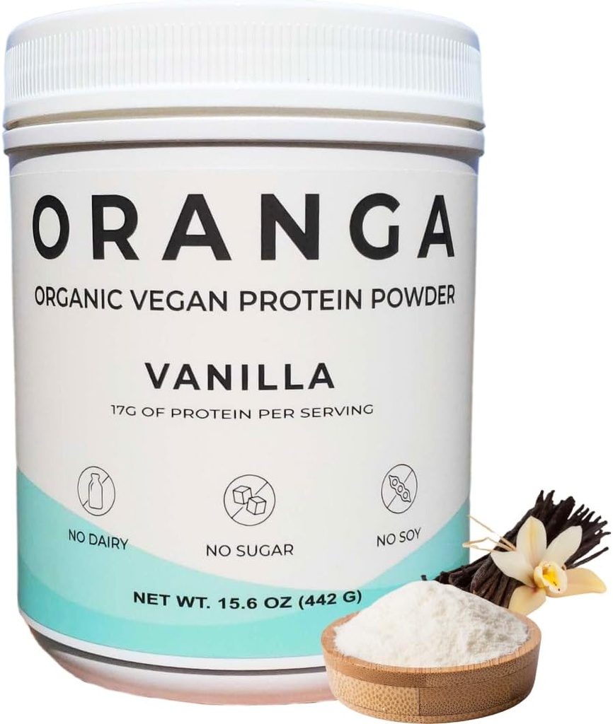 Planta orgánica - Rice, Pea, Pumpkin Seed Protein Powder - Vainilla - Enzimas digestivas Incluido, No hay aditivos, sin lácteos, libre de soya, sin gluten, sin gluten, sin gluten - 17 servientes (442g)
