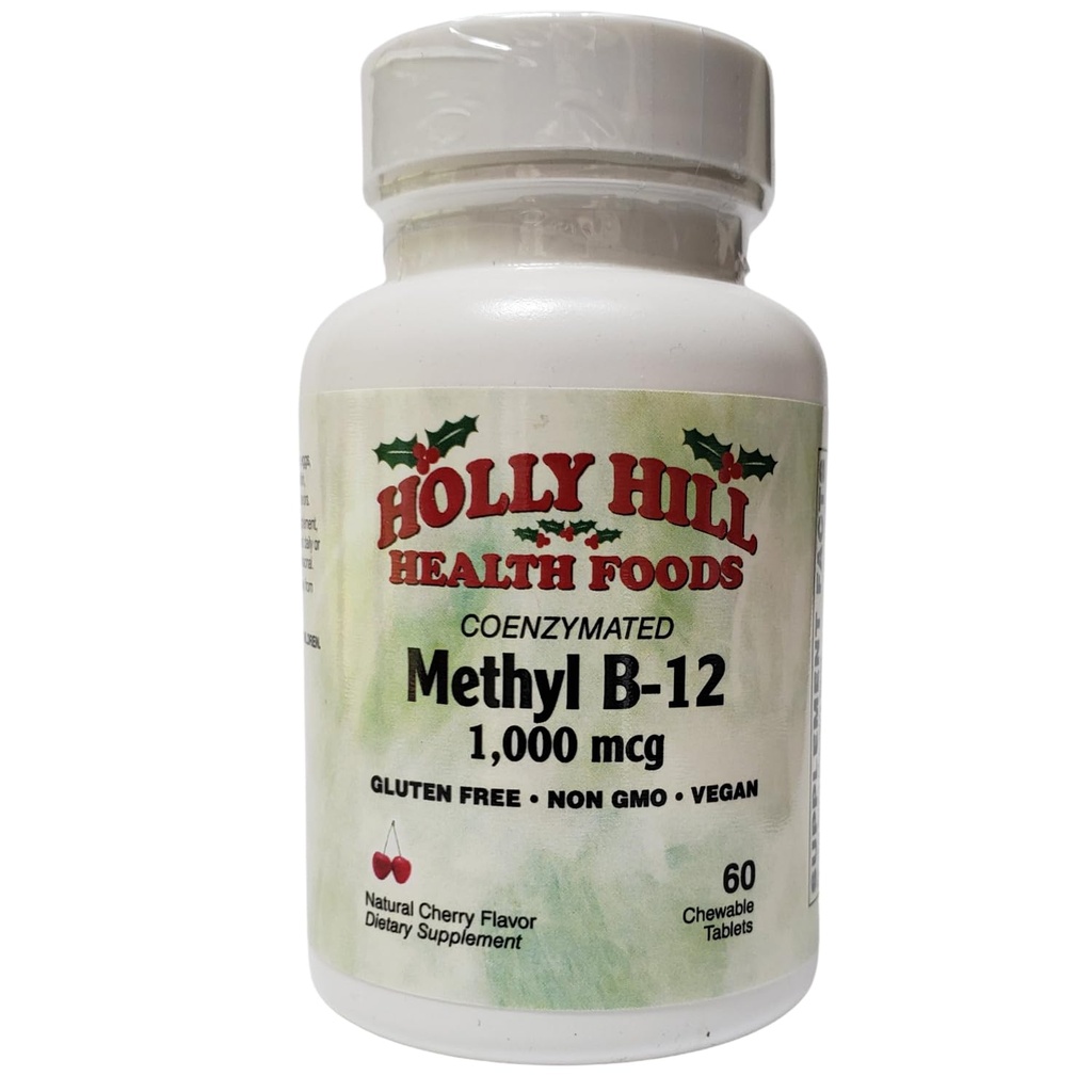 Holly Hill Health Foods Coenzymated Methyl B-12 1000 mcg,Cherry,60 Chew Tabs