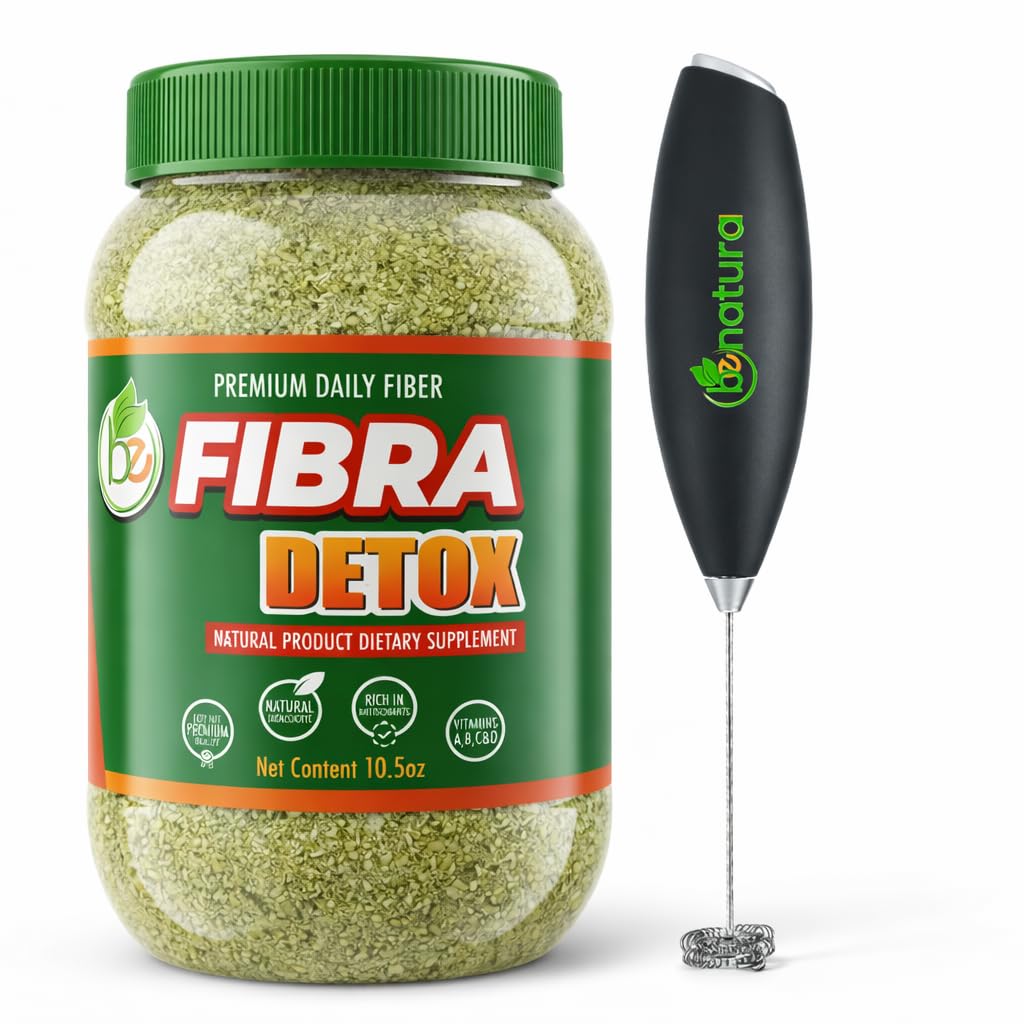 BE Fibra–Premium Daily Fiber Supplement–10.5oz Drink Mix–Rich in Antioxidants & Vitamins A, B12,C & D, Supports Digestive Health & Detox,Plant-Based, Vegan, Non-GMO,Includes Drink Mixer by BexpertsUSA