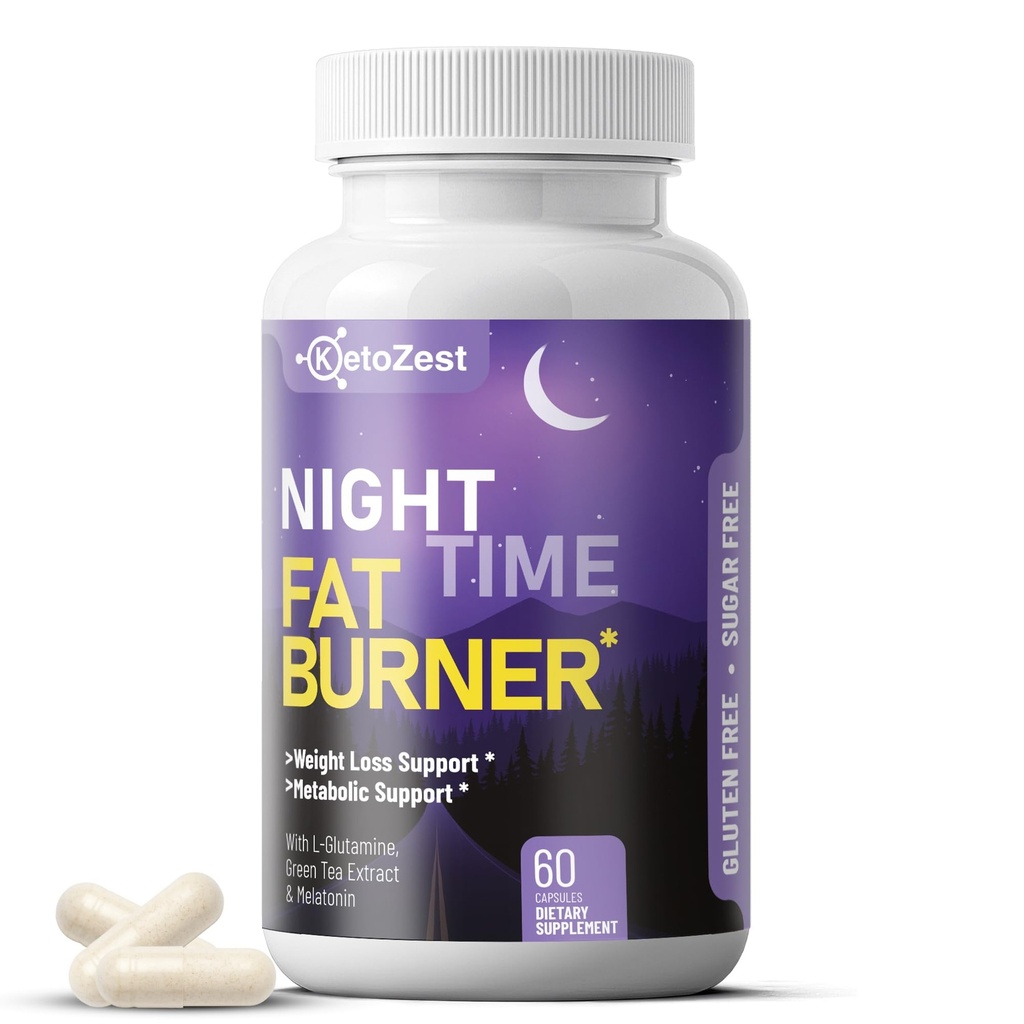 Night Time Fat Burner for Weight Loss - Metabolism Booster Nighttime Belly Fat Burn & Natural Appetite Suppressant Supplement for Men Women - Relaxation Weight Control Support Pills