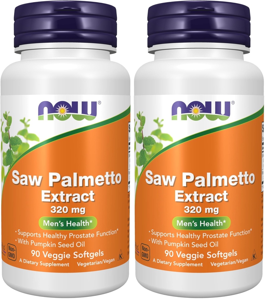 Now Supplements, Saw Palmetto Extract 320 mg with Pumpkin Seed Oil, Men's Health*, 90 Veg Softgels, (Pack of 2)