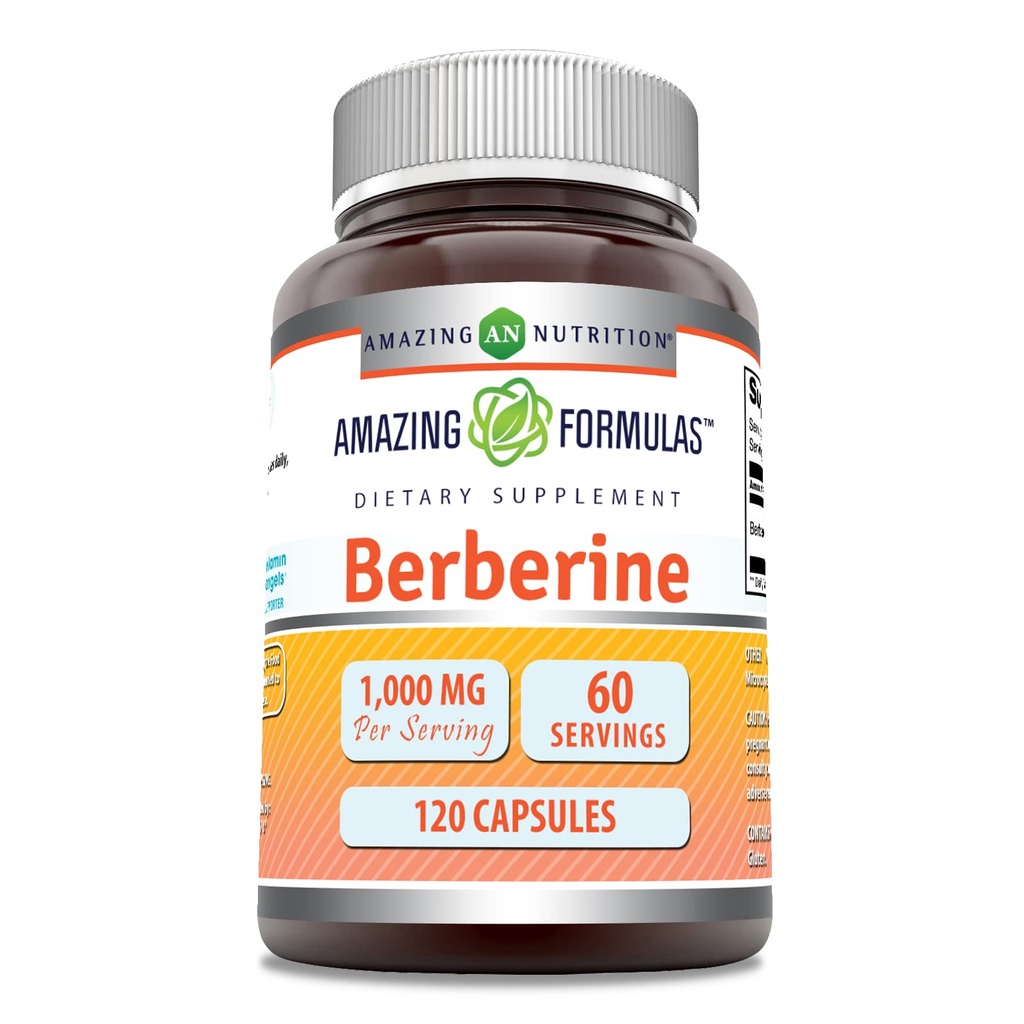 Amazing Formulas Berberine 1000mg Per Serving 120 Capsules Supplement | Non GMO | Gluten Free | Made in USA