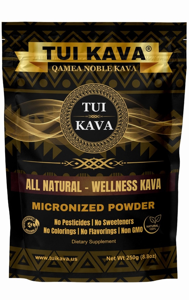 TUI KAVA PREMIUM WELLNESS KAVA - MICRONIZED Noble Kava 250g (8.8oz) - Trial/Travel Size | Very Heady | All Natural Relaxation | Increase Focus | Mood/Sleep Support | Stress Relief | NO STRAINING