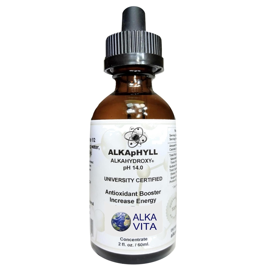 Alkaline Concentrate Drops pH 14.0 Alkahydroxy University Certified 2.0 fl oz 30 Day Supply