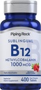 Piping Rock Vitamina B12 Sublingual Tablets TEN 1000 mcg ANTE 400 Píldoras TENIDA Methylcobalamin Suplemento para Mujeres y Hombres ANTE Berry Flavor ← Vegetariano, No GMO, Gluten Free
