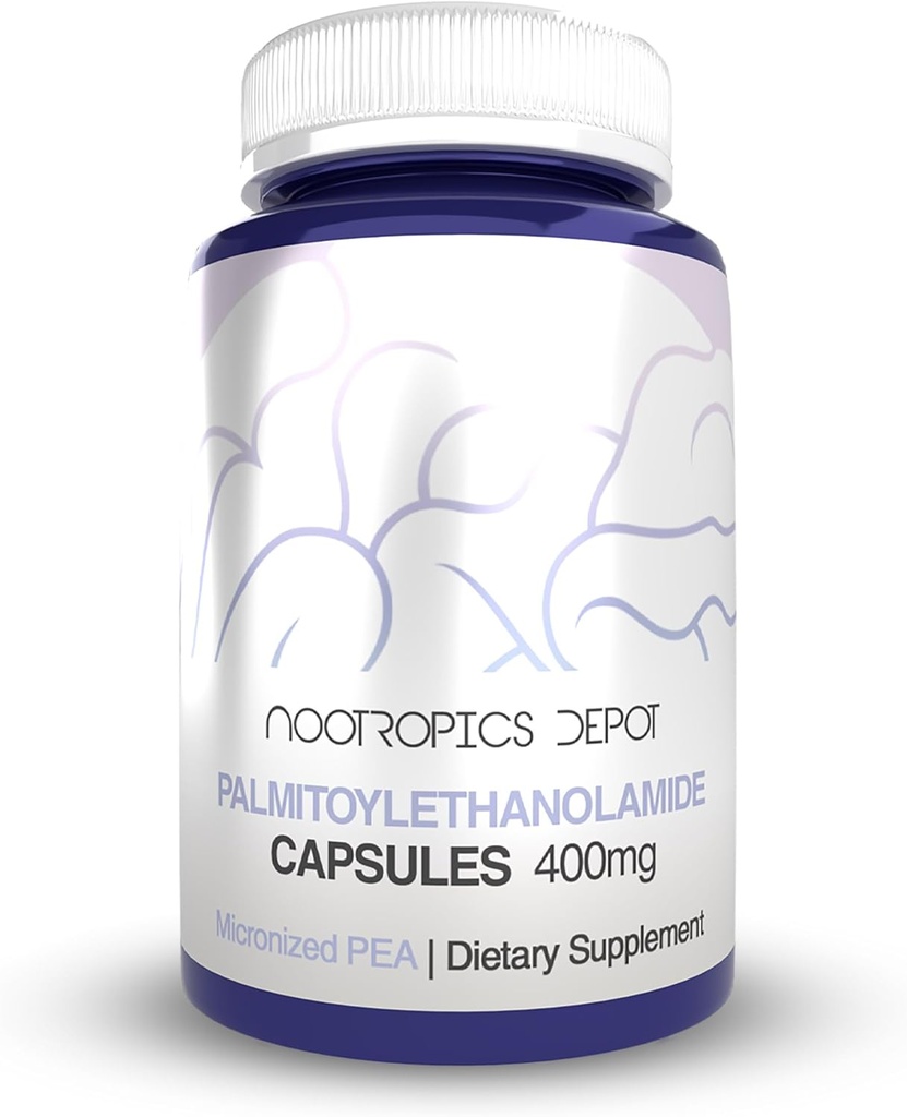 Nootropics Depot Palmitoylethanolamide Capsules | Pea | 400mg Pills | 60 Count | Supports Discomfort Relief | Promotes Healthy Joint Function