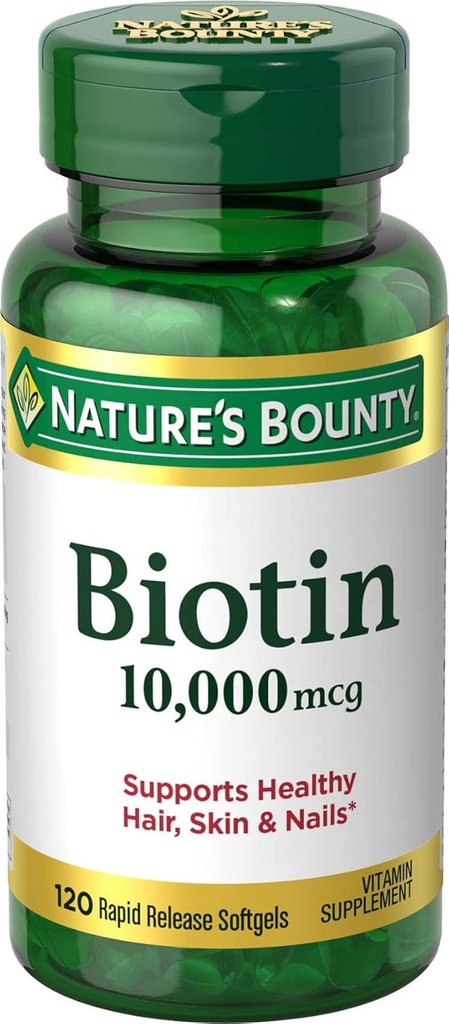 Bounty Biotin de la naturaleza 10.000 mcg, Rapid Release Softgels 120 ea (Pack of 10)