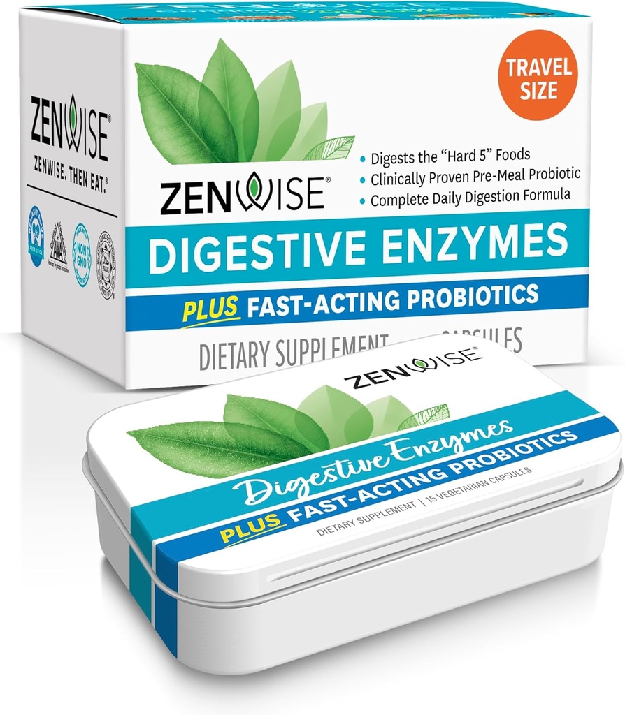 Zenwise Health Digestive Enzymes and Bromelain for Gut Health - Probiotic Multi Enzymes with Prebiotics and Probiotics for Women and Men for Digestive Health and Bloating Relief for Digestion -15 CT