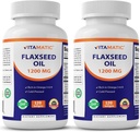 Vitamatic 2 Pack Flaxseed Oil 1200mg 120 de Cold Pressed Flax Seed - 675 mg de ALA Omega 3 ácidos grasos para mejorar la salud cardíaca