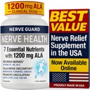 Nerve Health Supplement with 1200 mg Alpha Lipoic Acid to Fortify Nerve Health and Function in Fingers Hands Toes & Feet – 1200mg ALA, Vitamins B12 B6 & B1, Magnesium – 30 Capsules