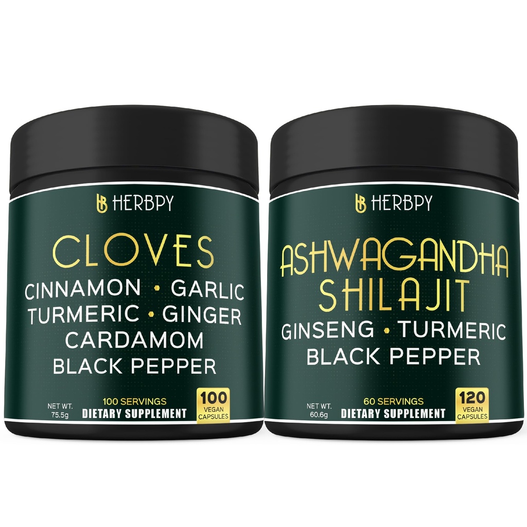 Bundle 7in1 Cloves Suplemento y 5in1 Ashwagandha Shilajit