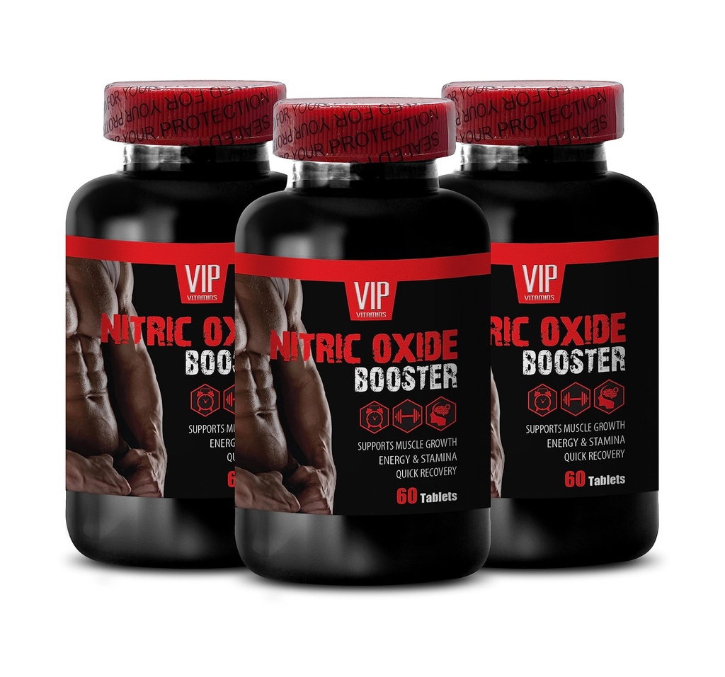 L-arginine nitric oxide energy booster - NITRIC OXIDE UNIQUE COMPLEX - OKG nitric oxide and muscle function, GKG nitric oxide for endurance, AKIC nitric oxide for weight training 3 Bottles 180 Tablets