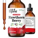 Wild & Organic Hawthorn Berry Tincture 600 mg - Liquid Hawthorne Berry Supplement for Overall Support - Vegan, Sugar & Alcohol-Free Fruit Extract Drops - 4 fl oz