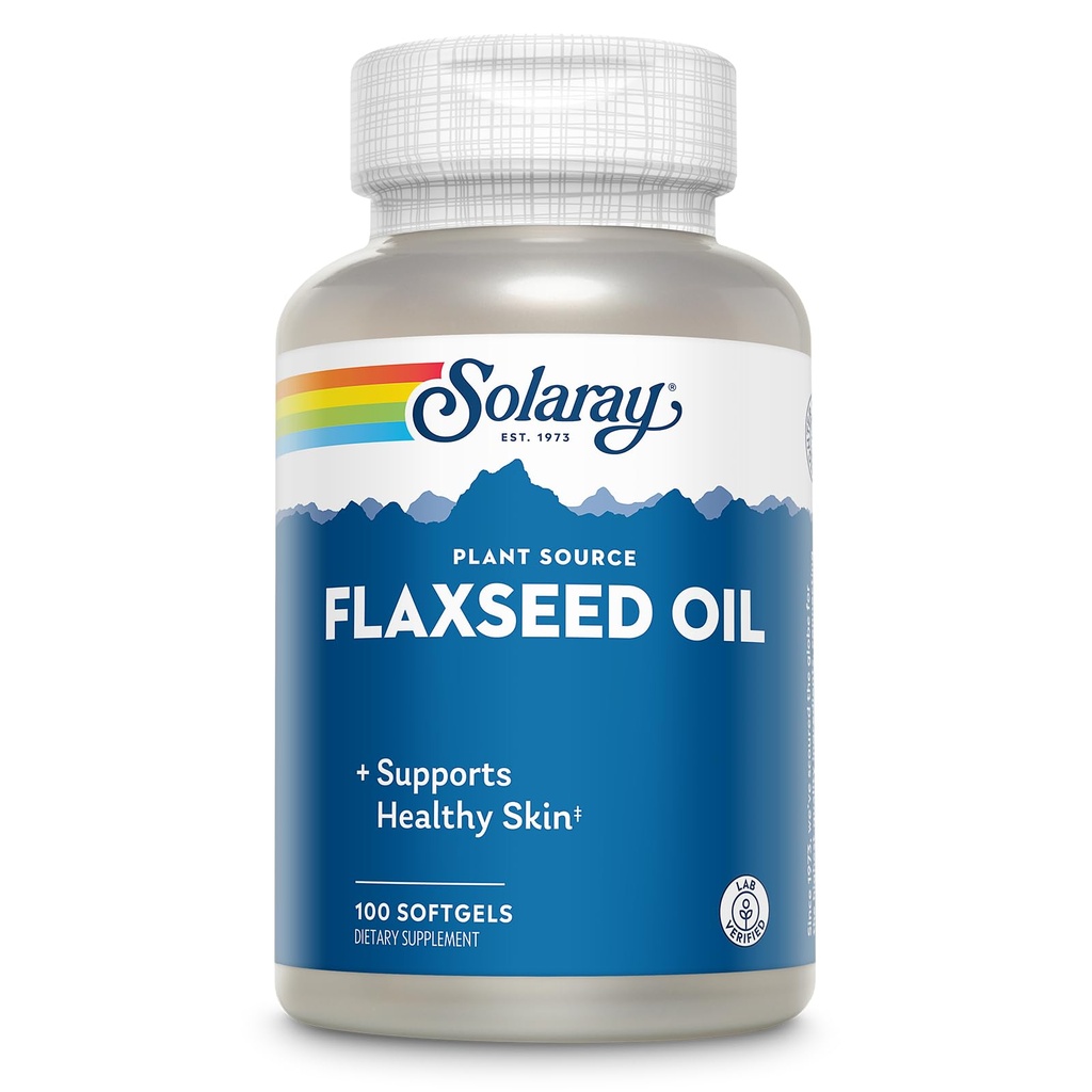 SOLARAY Flaxseed Oil 3000 mg with Omega 3 6 9, Flax Seed Softgels for Skin Health, Triple Omega Suplemento, Non-GMO, Gluten Free, Lab Verified - 60-Day Guarantee - 33 Servings, 100 Softgels