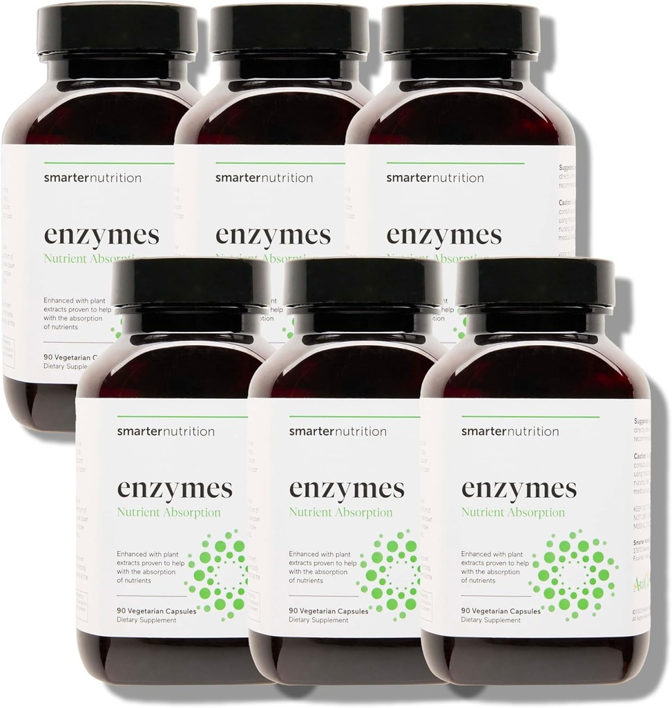 Smarter Nutrition Vegan Digestive Enzymes - Digestion Bloating & Gut Health Support with 16 Multi Enzymes for Nutrient Absorption & Meal Time Comfort for Both Men & Women - 540 Count[180-Day Supply]
