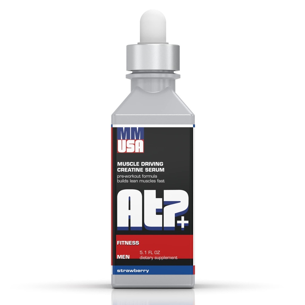 MMUSA ATP+ para Hombres Pre-Workout Creatine Serum. Energía instantánea, potencia, fuerza y resistencia. Boosts Muscle Growth, Bodybuilding Performance. with Amino Acids & Glucosamine. Fresa, 5.1 Fl Oz