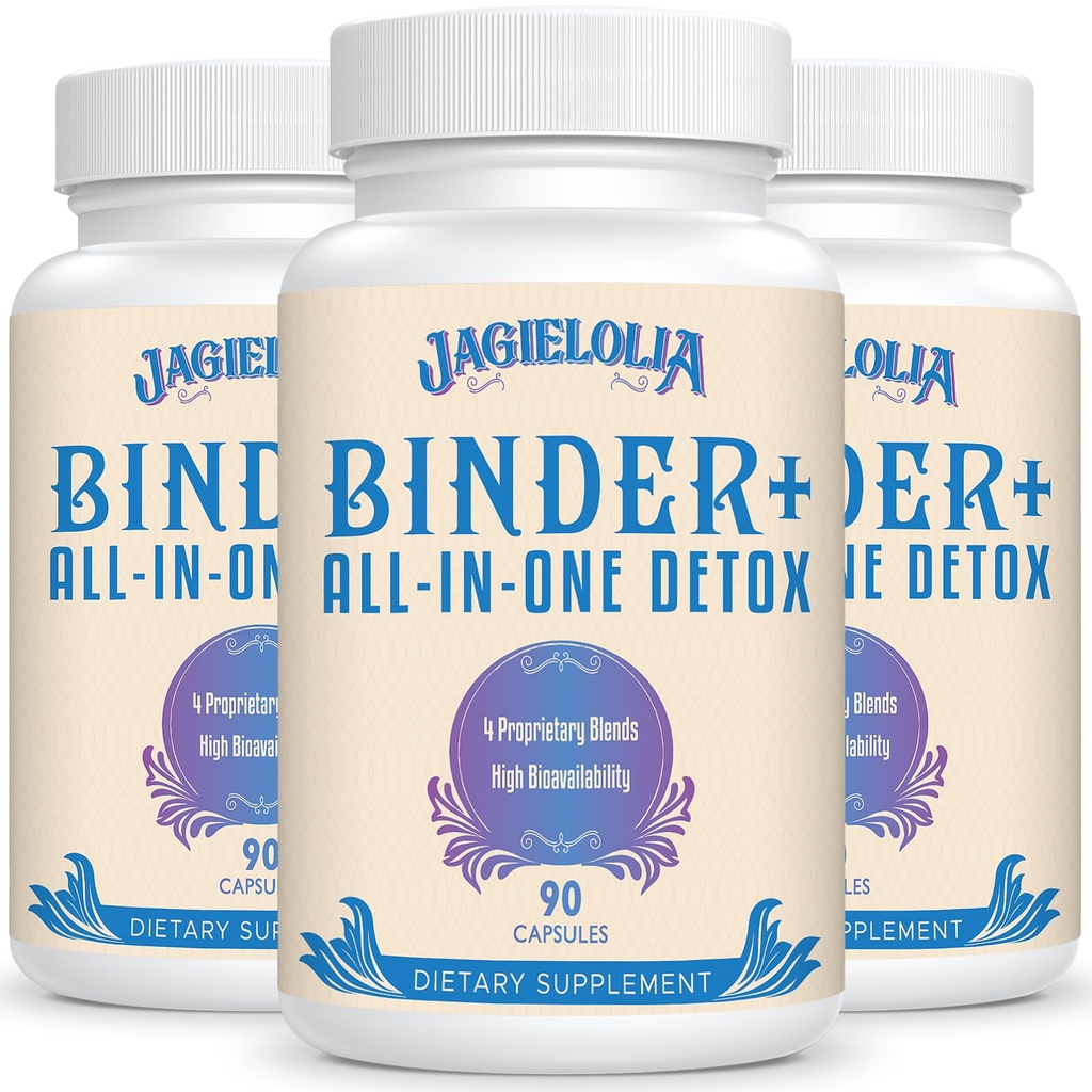 All-In-One Detox Binder Supplement 1500 MG - High Bioavailability, Liver Gut Detox Cleanse with Activated Charcoal, Zeolite & Bentonite Clay for Toxins, Liver, Digestive, 270 Vegan Capsules