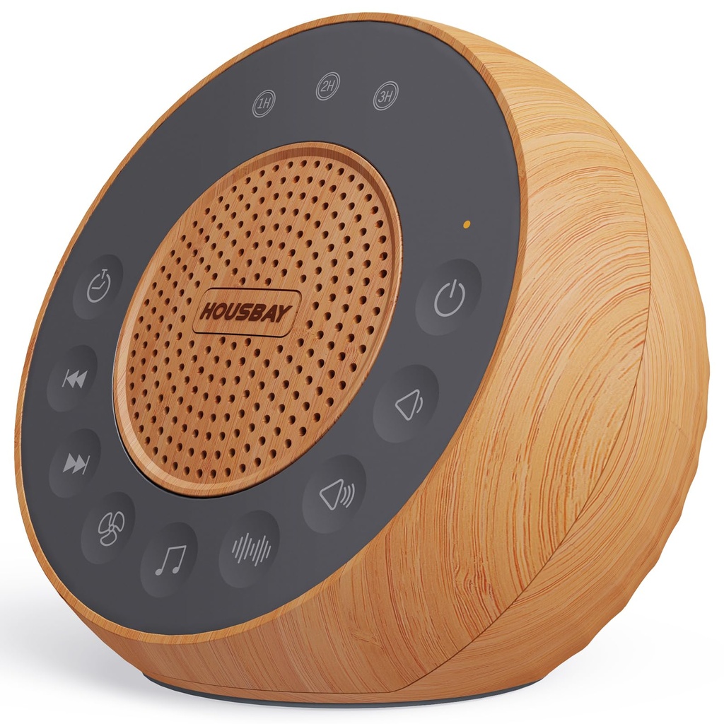 Housbay White Noise Machine with 31 Soothing Sounds, 5W Loud Stereo Sound, Auto-Off Timer, Adjustable Volume, Sleep Sound Machine for Baby, Kid, Adult -Wood Grain