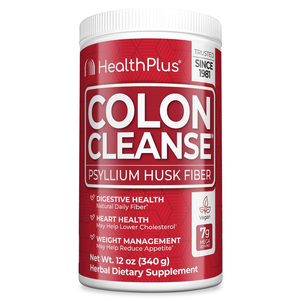 Salud más limpieza de colon - Powder de fibra diaria natural libre, detox, corazón sano (12 onzas, 48 servidos)