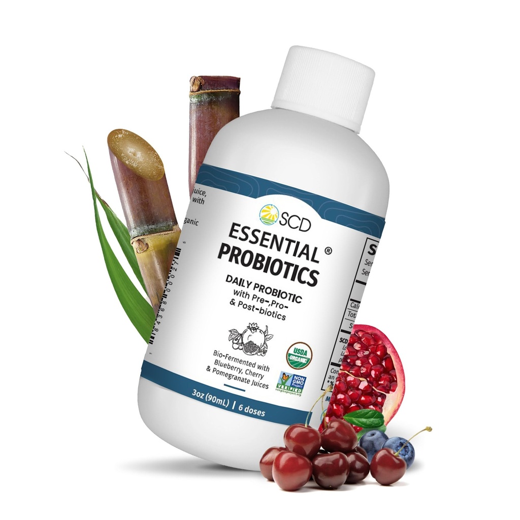 SCD Probiotics SCD Essential Probiotics for Women, Men, Kids and Toddlers, Travel Probiotic for Digestion and Immunity, Gut Health Liquid Probiotic Supplement, Trial Size – 3 fl oz