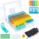 Organizador mensual de píldoras 3 veces al día con caja resistente a la humedad de 31 días, bolsa semanal de píldoras, pegatinas, toma de apertura de plástico para un uso fácil, manejo conveniente de medicamentos diarios (White)