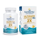 Nordic Naturals Ultimate Omega 2X with Vitamin D3, Lemon Flavor - 60 Soft Gels - 2150 mg Omega-3 + 1000 IU D3 - EPA & DHA - Brain, Heart, & Immune Health - 30 Servings