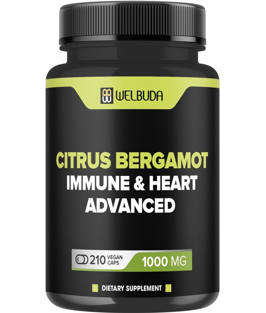 Citrus Bergamot with Olive Leaf, Hawthorn Berry &amp; More - Fórmula combinada para la salud circulatoria, función protectora, salud de la piel - 210 cápsulas - 105 día