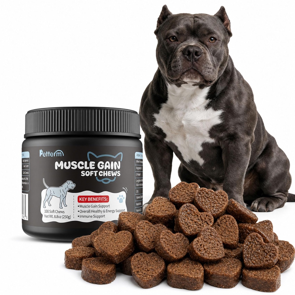 Dog Weight Gainer & Muscle Builder - High Calorie Lean Treats for Dogs - Whey Protein Supplement - Appetite Booster Salmon Food Topper for Underweight, Senior & Active Breeds (100 Ct)