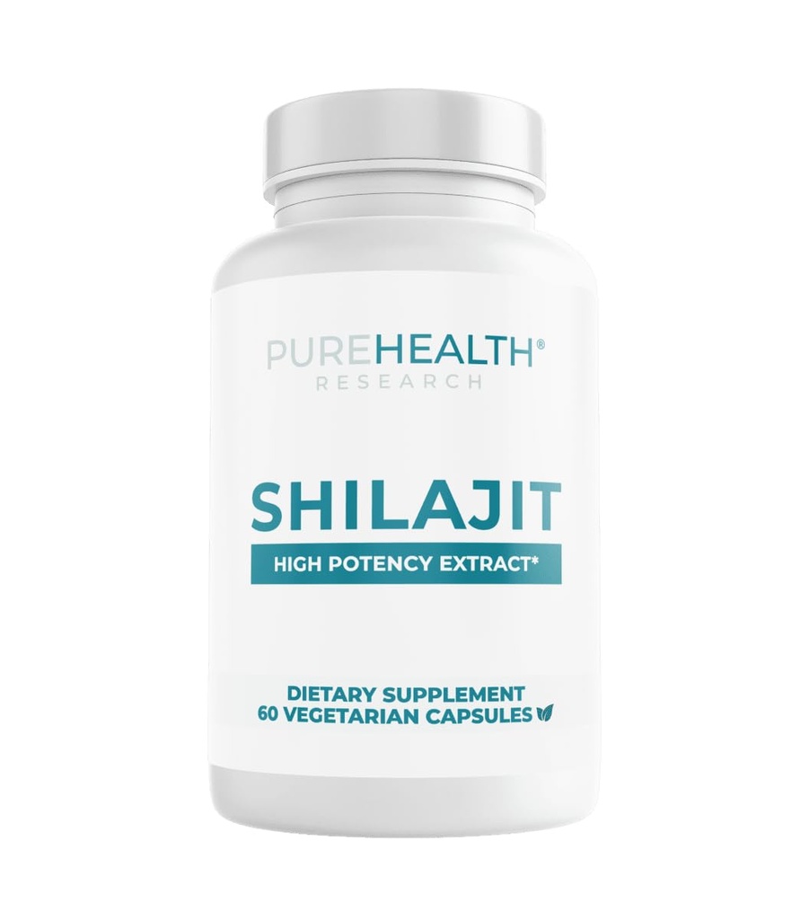 PUREHEALTH RESEARCH Shilajit 1000 mg - Pure Shilajit Supplements for Men & Women - Ultra Optimal Potency Fulvic Acid - Natural Extract Tablets - Vegan, Gluten Free, Dairy Free, Non-GMO - 60 Capsules