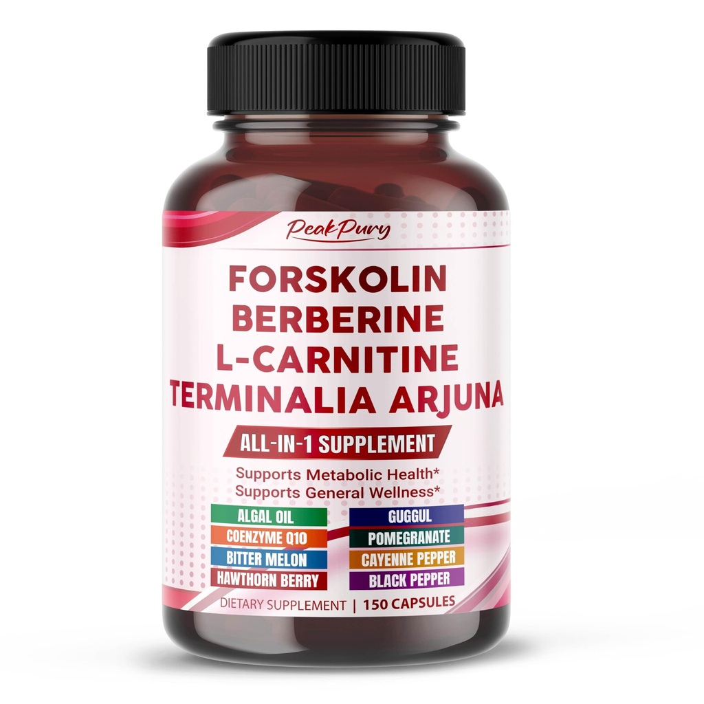 All-in-1 Herbal Blend with Forskolin, Berberine & L-Carnitine – Daily Wellness Support – 150 Capsules